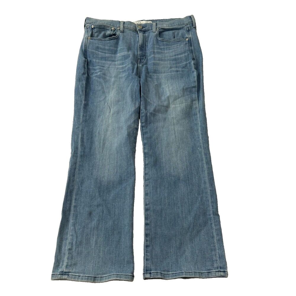AYR The Pop Jeans Womens 34 Short Blue Straight Ankle Crop Stretch Comfort 34S